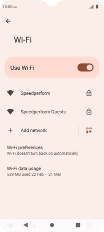 Press the required Wi-Fi network. Press the required Wi-Fi network.