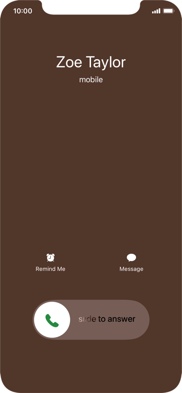 If the screen lock is turned on, press and drag the accept call icon right.