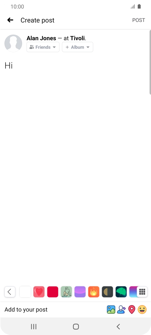 Write the required text and press POST.