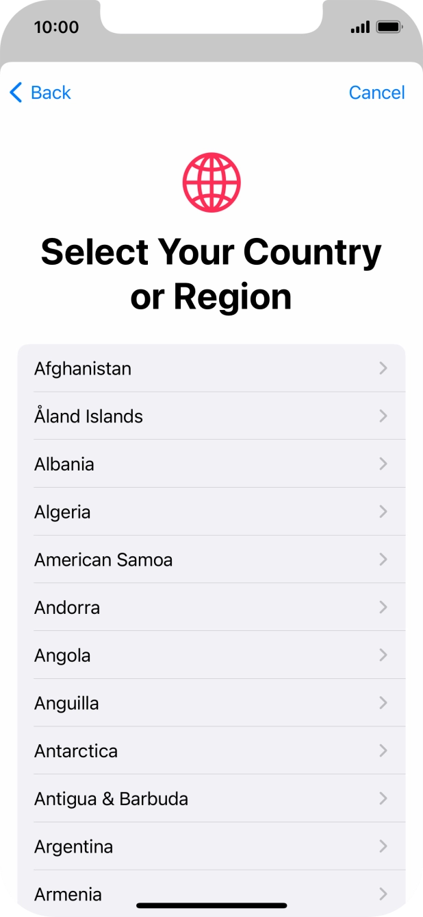 Press the required country.