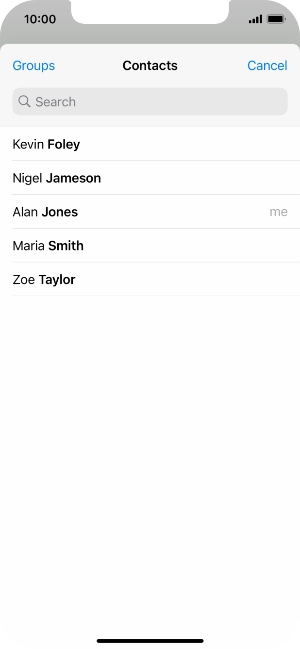 Press the required contact. Press the required contact.