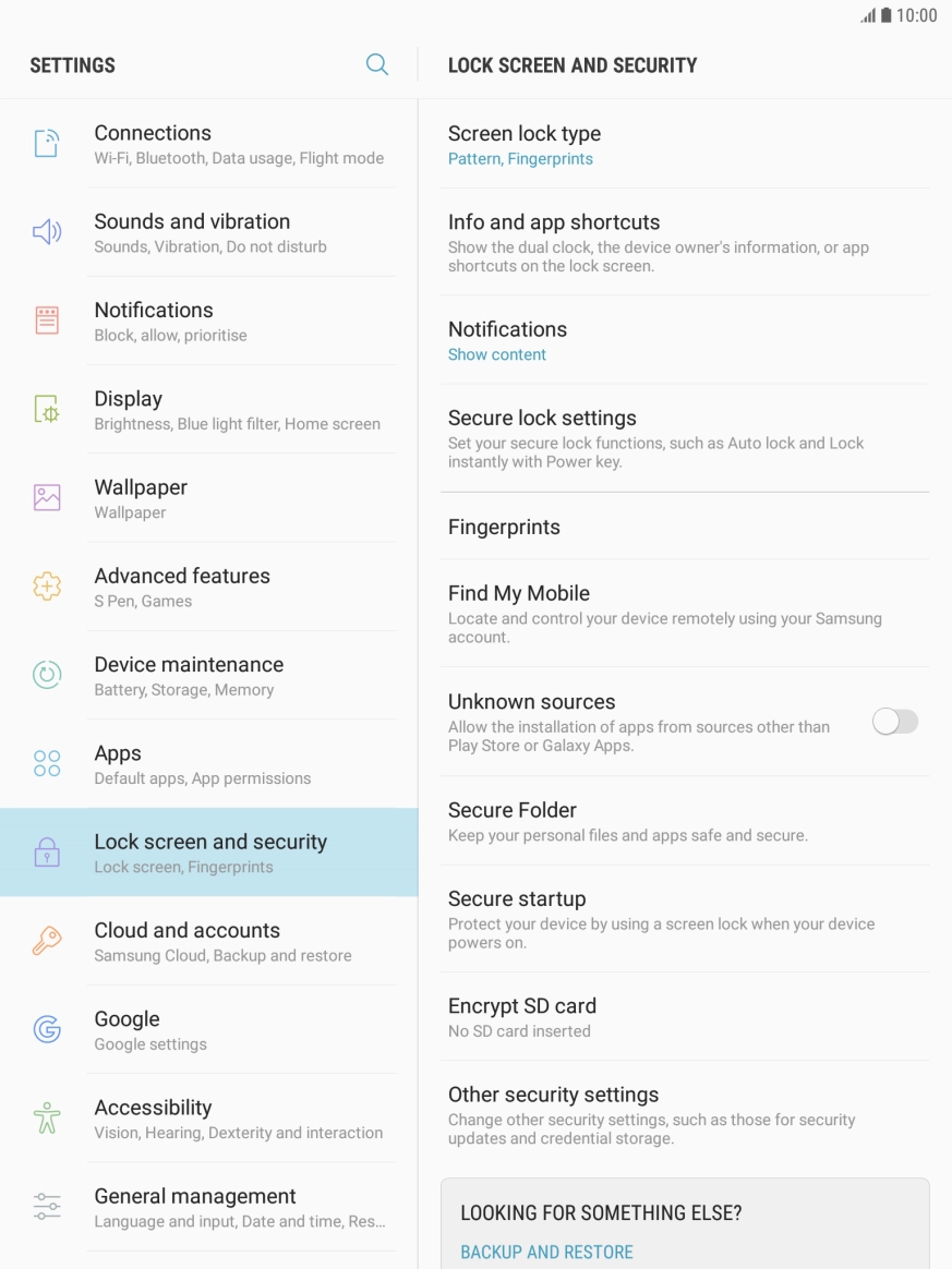 Press Screen lock type and key in the current lock code.