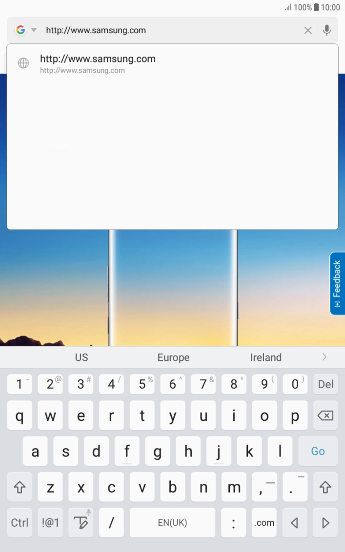 Key in the address of the required web page and press Go.