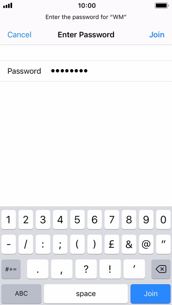 Key in the password for the Wi-Fi network and press Join. Key in the password for the Wi-Fi network and press Join.
