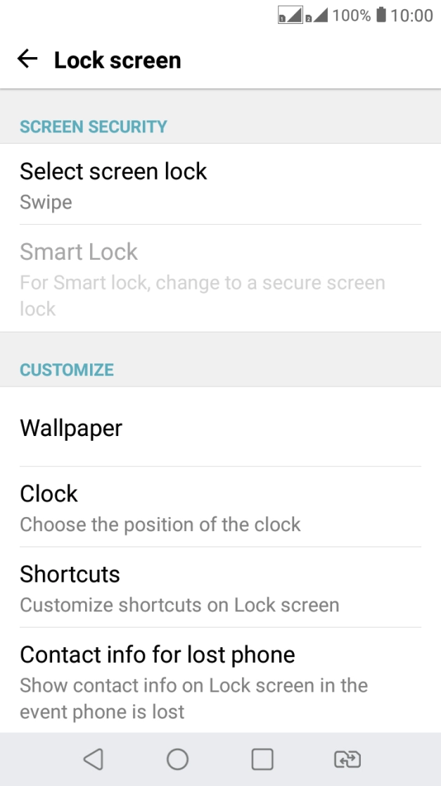 Press Select screen lock.