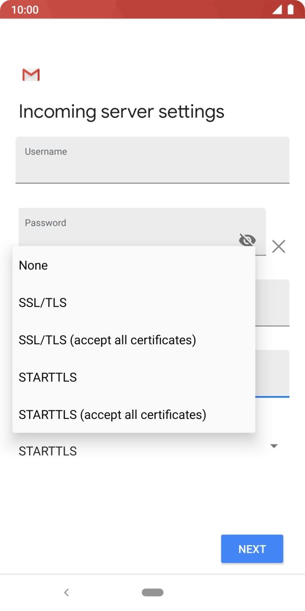 Press SSL/TLS (accept all certificates) to turn on the function.
