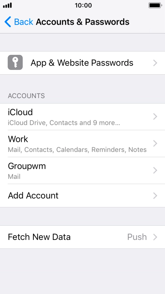 Press the name of the email account you've just set up. Press the name of the email account you've just set up.