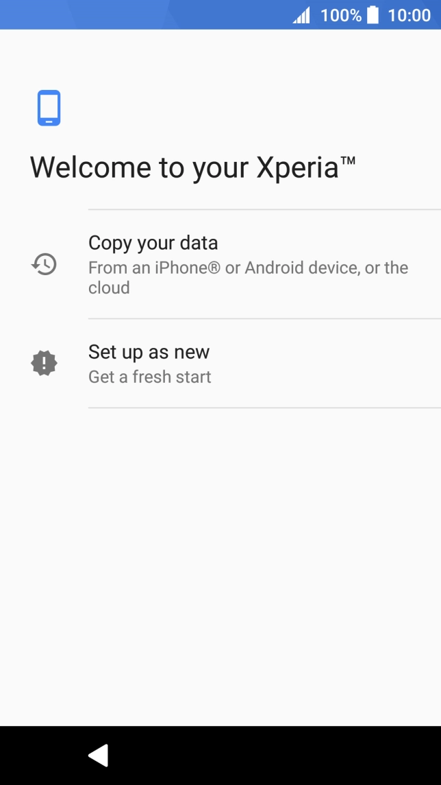 You can transfer the contents of another phone to your phone when it's activated for the first time and after a factory reset. When this screen is displayed, your phone is ready to transfer contents from another phone.