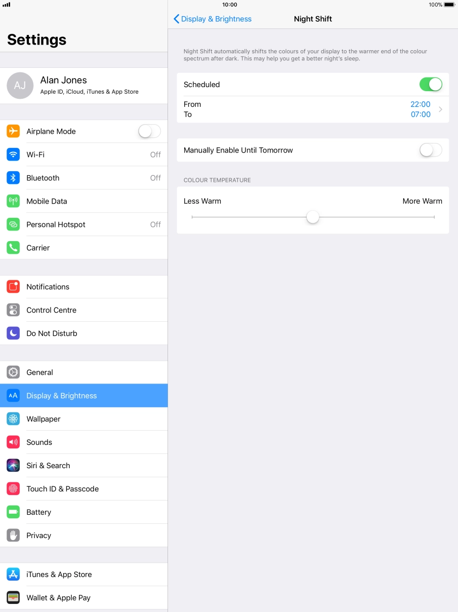 Press the indicator next to 