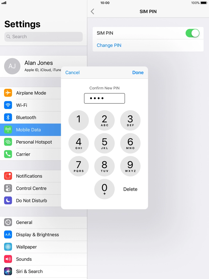 Key in the new PIN again and press Done. Key in the new PIN again and press Done.