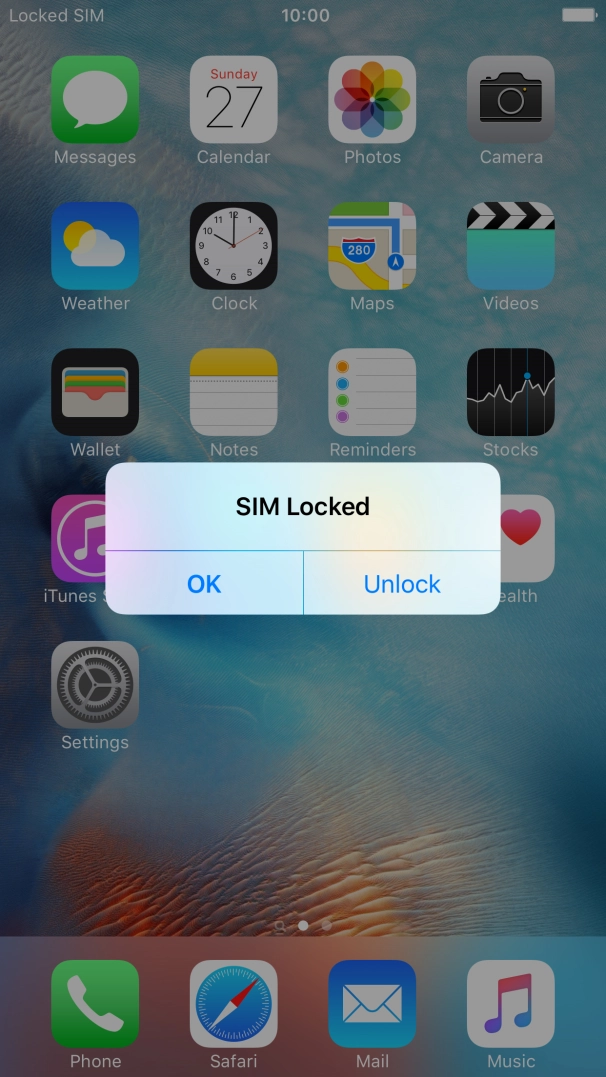 If your SIM is locked, press Unlock.
