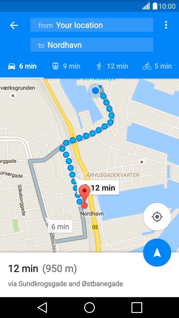 Press the start navigation icon.