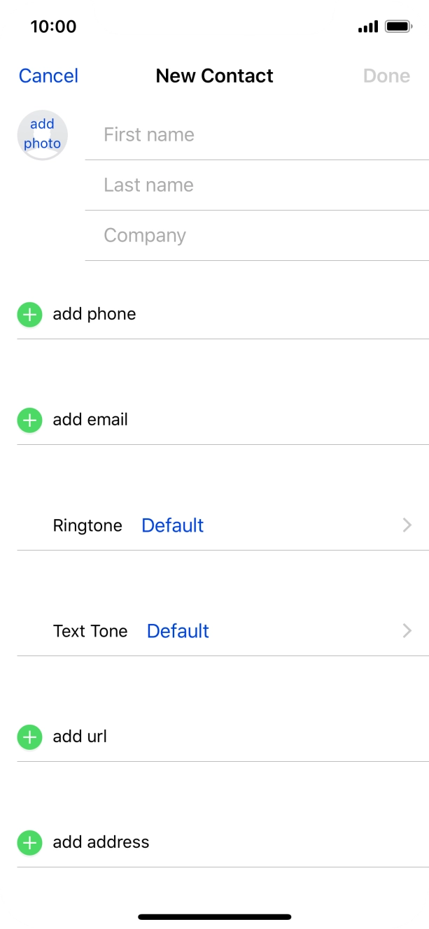Press First name and key in the first name.