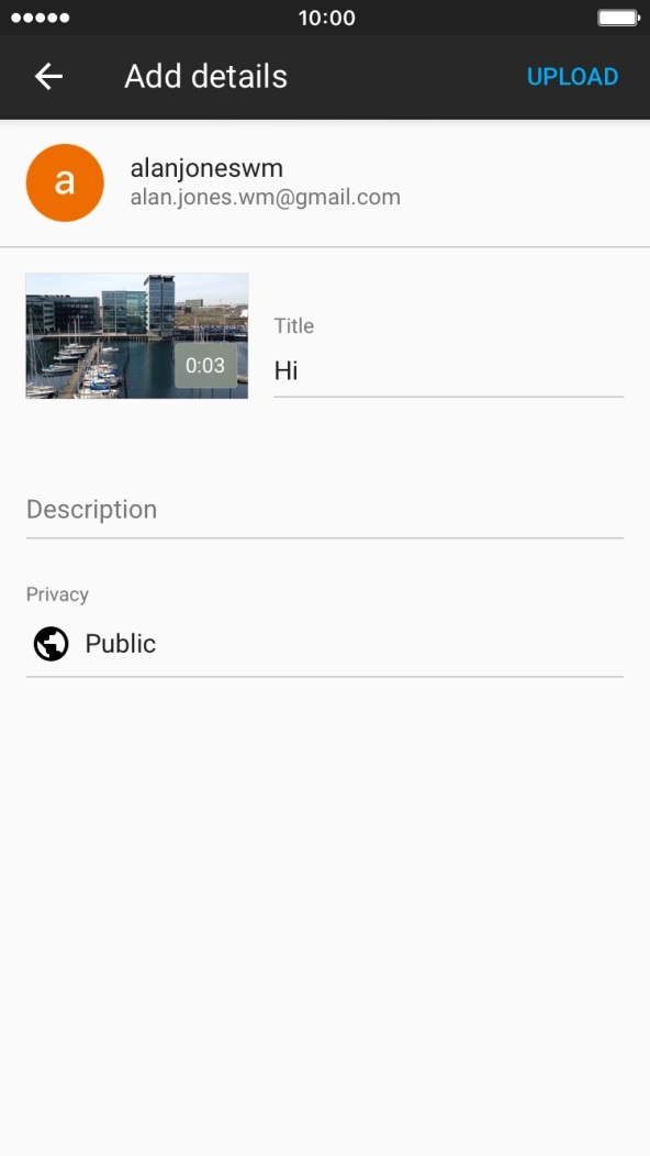Write the required text and press UPLOAD.