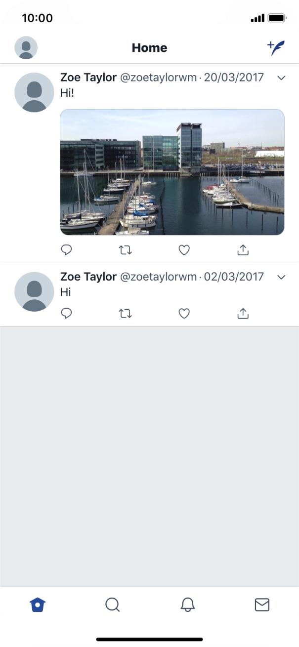 Press the new tweet icon. Press the new tweet icon.