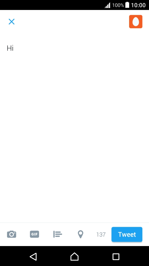 Write the required text and press Tweet.