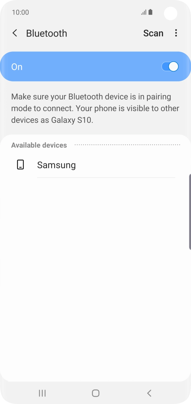 Press the required Bluetooth device and follow the instructions on the screen to pair the device with your phone.