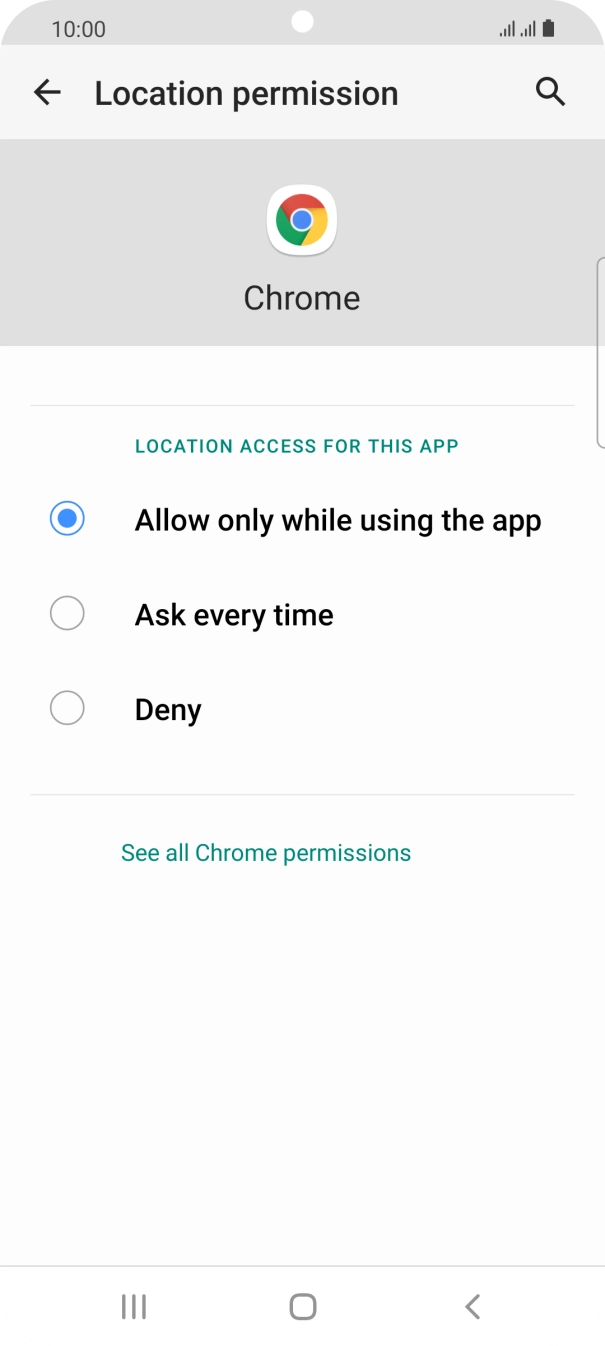 Press the required setting.