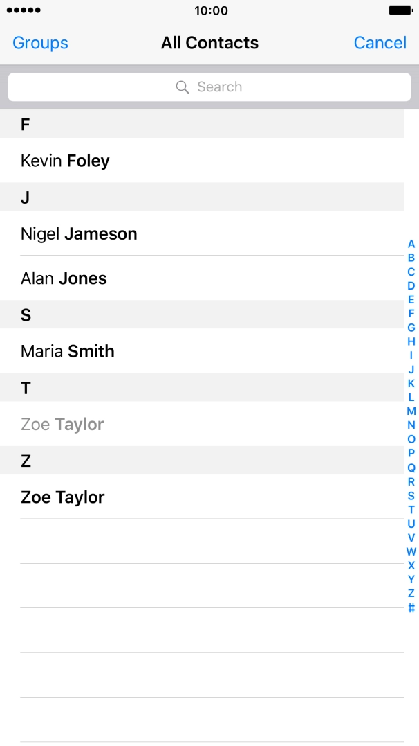 Press the required contact.