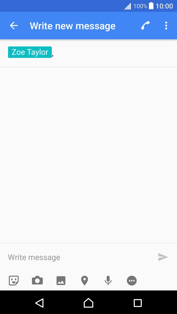 Press the text input field and write the text for your text message.