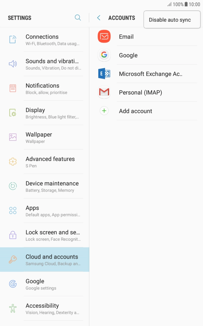 Press Disable auto sync.
