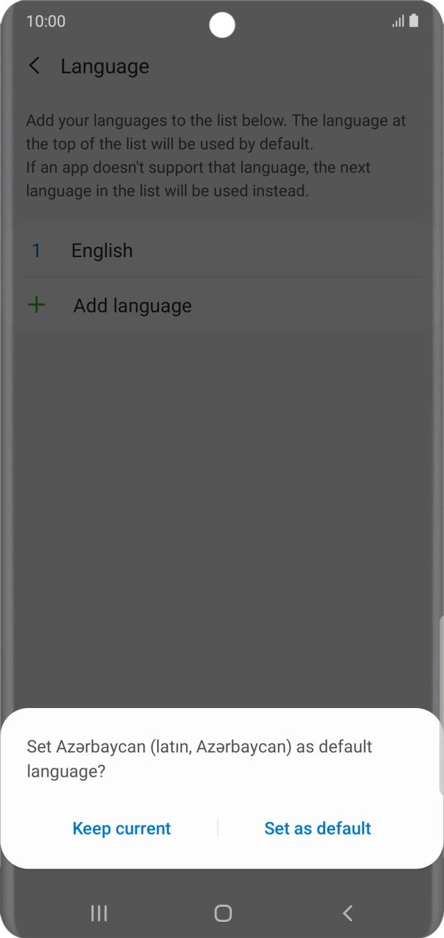 To select the new language as the default phone language, press Set as default.
