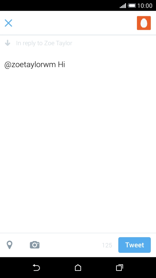 Write the required reply and press Tweet.