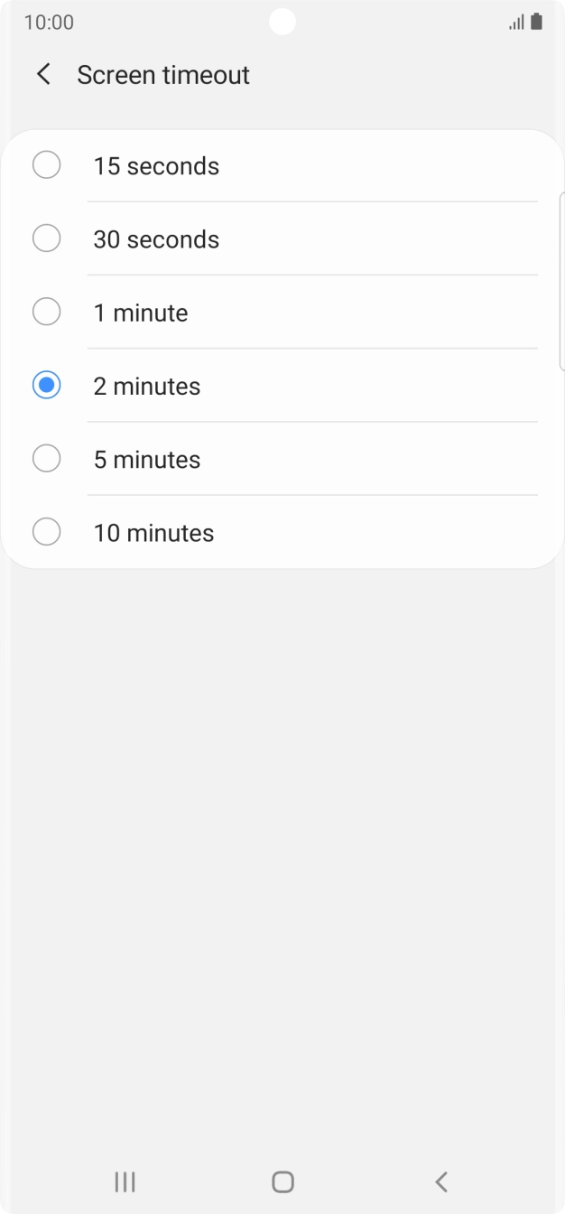 Press the required setting.