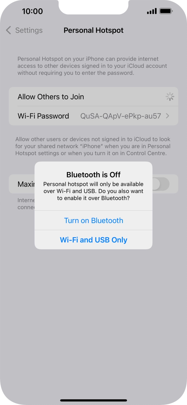 If Wi-Fi is turned on, press Wi-Fi and USB Only.