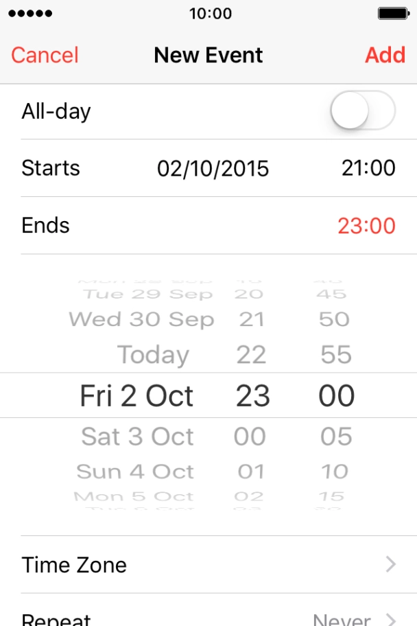 Key in further information, if required, and press Add.