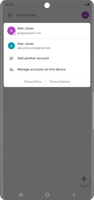 Press the required email account. Press the required email account.