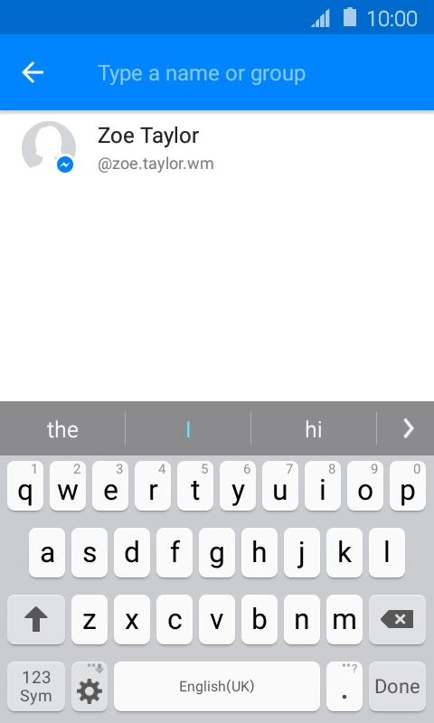 Press the text input field and key in the first letters of the recipient's name.