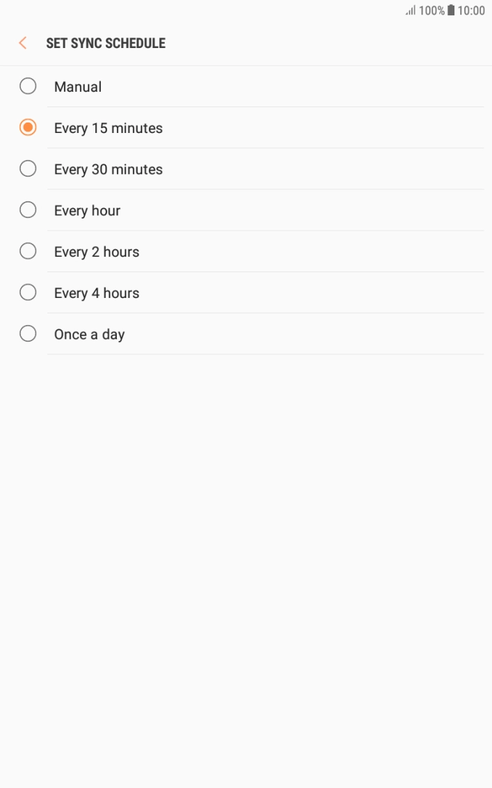 Press the required setting.