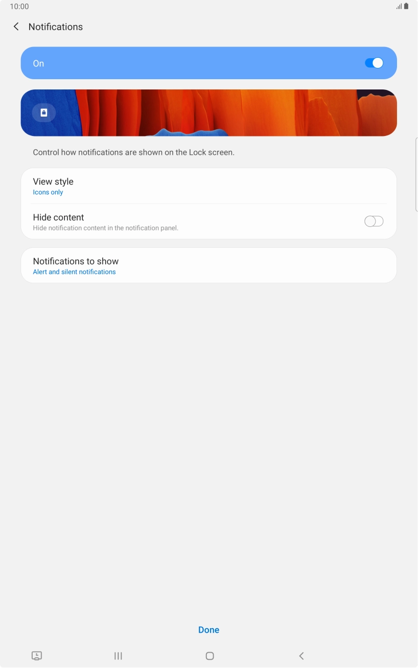 Press the required settings to turn them on or off.