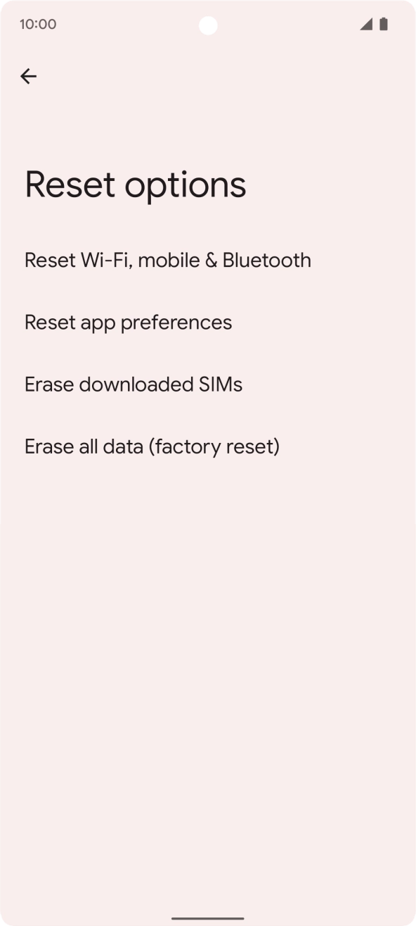 Press Erase all data (factory reset).