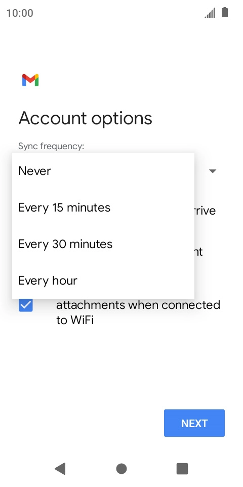 Press the required setting.