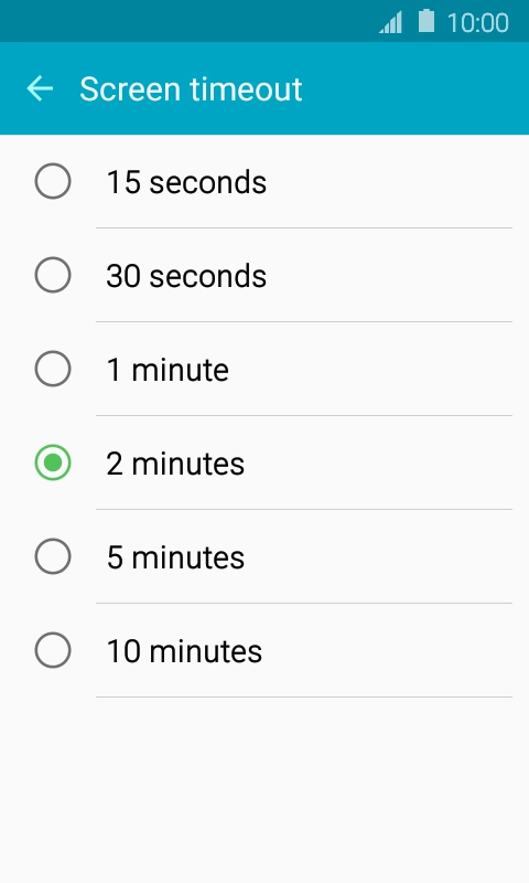 Press the required setting.