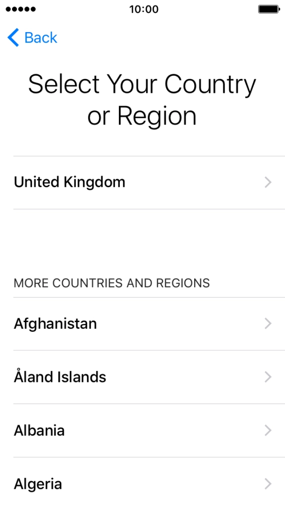 Press the required country or area.