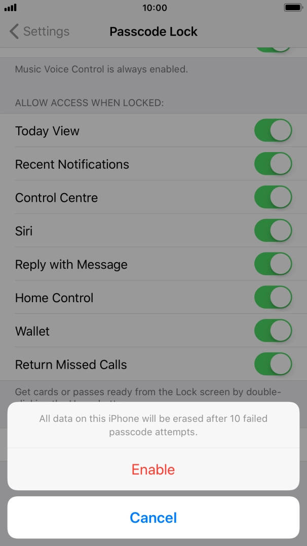 If you turn on the function, press Enable. If you turn on the function, press Enable.