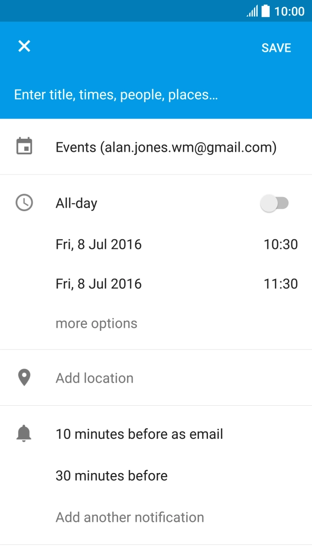 Press the text input field and key in the subject for the appointment.