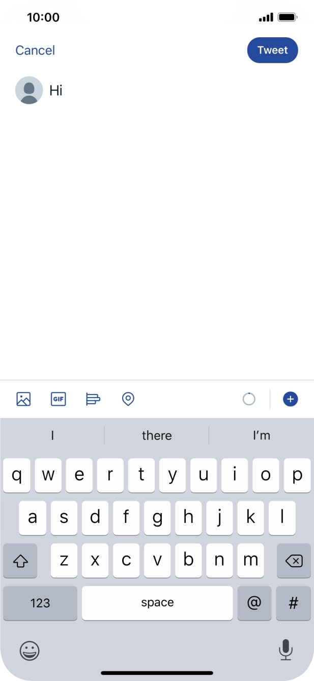 Write the required text and press Tweet.