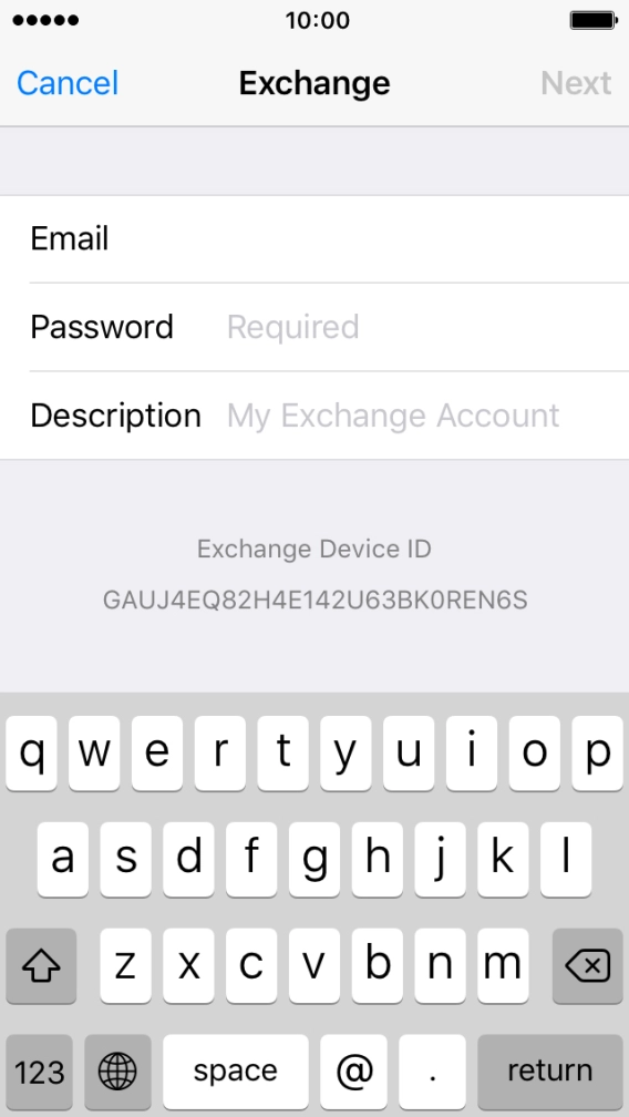 Press Password and key in the password for your email account.