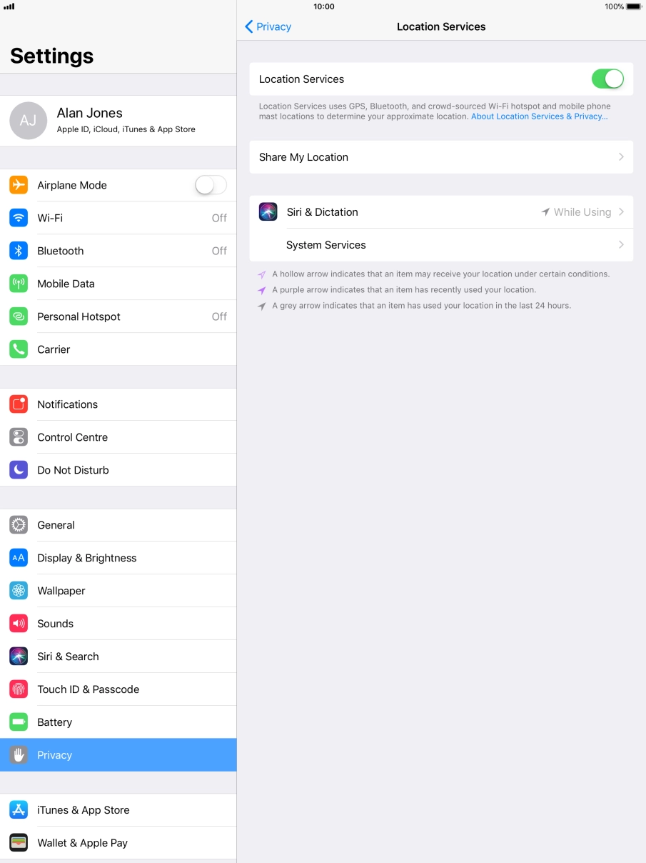 Press the required application.