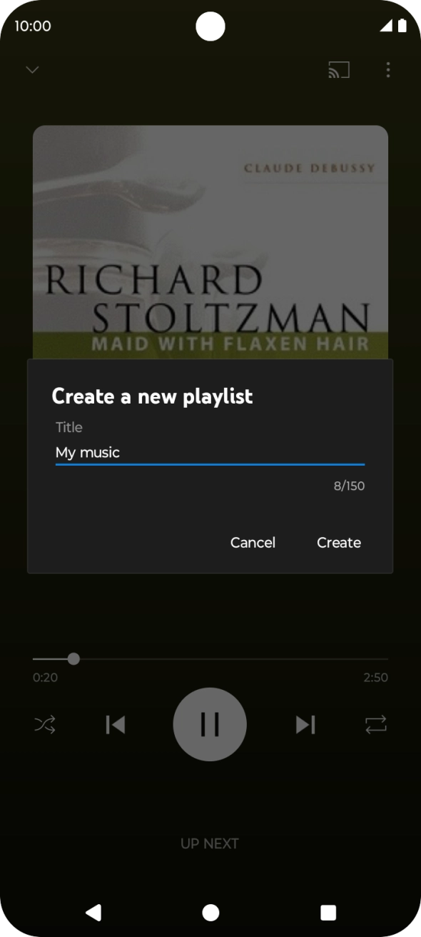 Key in a name for the playlist and press Create.