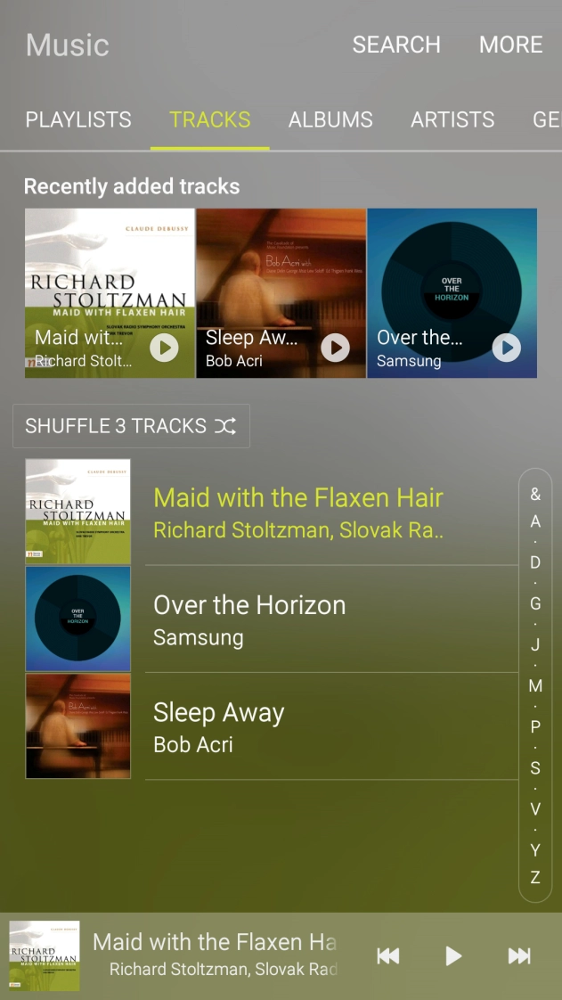 Press the required audio file.