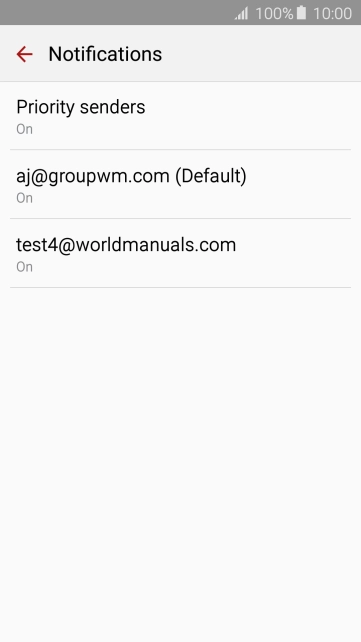 Press the required email account. Press the required email account.