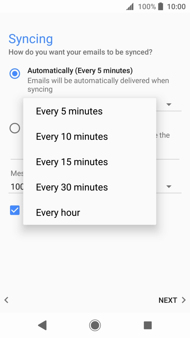 Press the required setting.