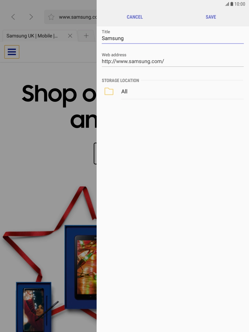 Key in the required name of the bookmark and press SAVE.
