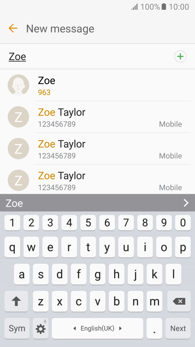 Press the required contact. Press the required contact.