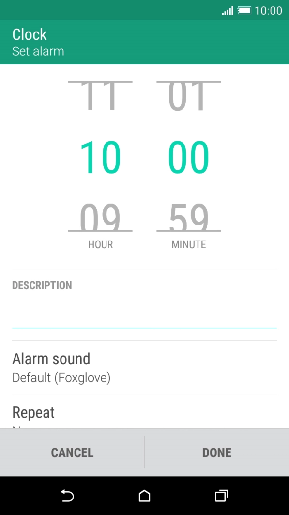 Slide your finger up or down on hours and minutes to set the alarm time.